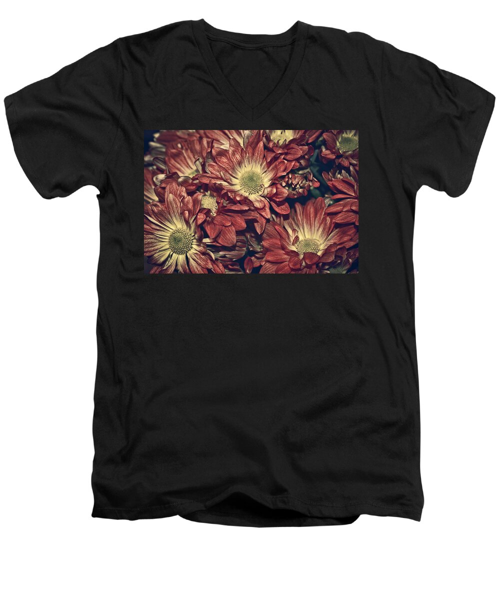 Daisies Men's V-Neck T-Shirt featuring the photograph Foulee de petales - 04b by Variance Collections
