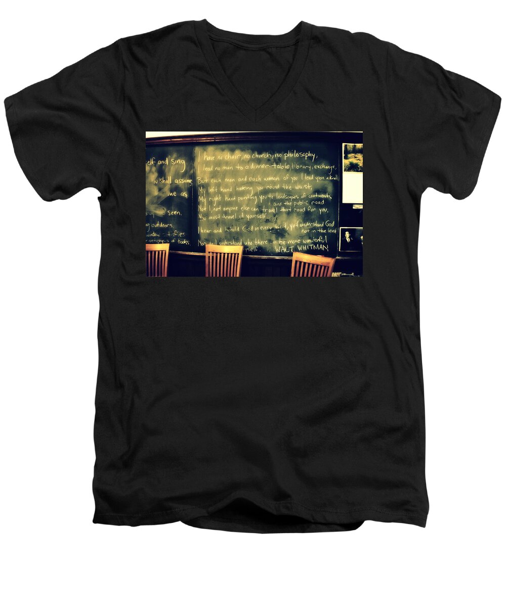  Quotes From Walt Whitman Men's V-Neck T-Shirt featuring the photograph Walt Whitman #1 by Marysue Ryan