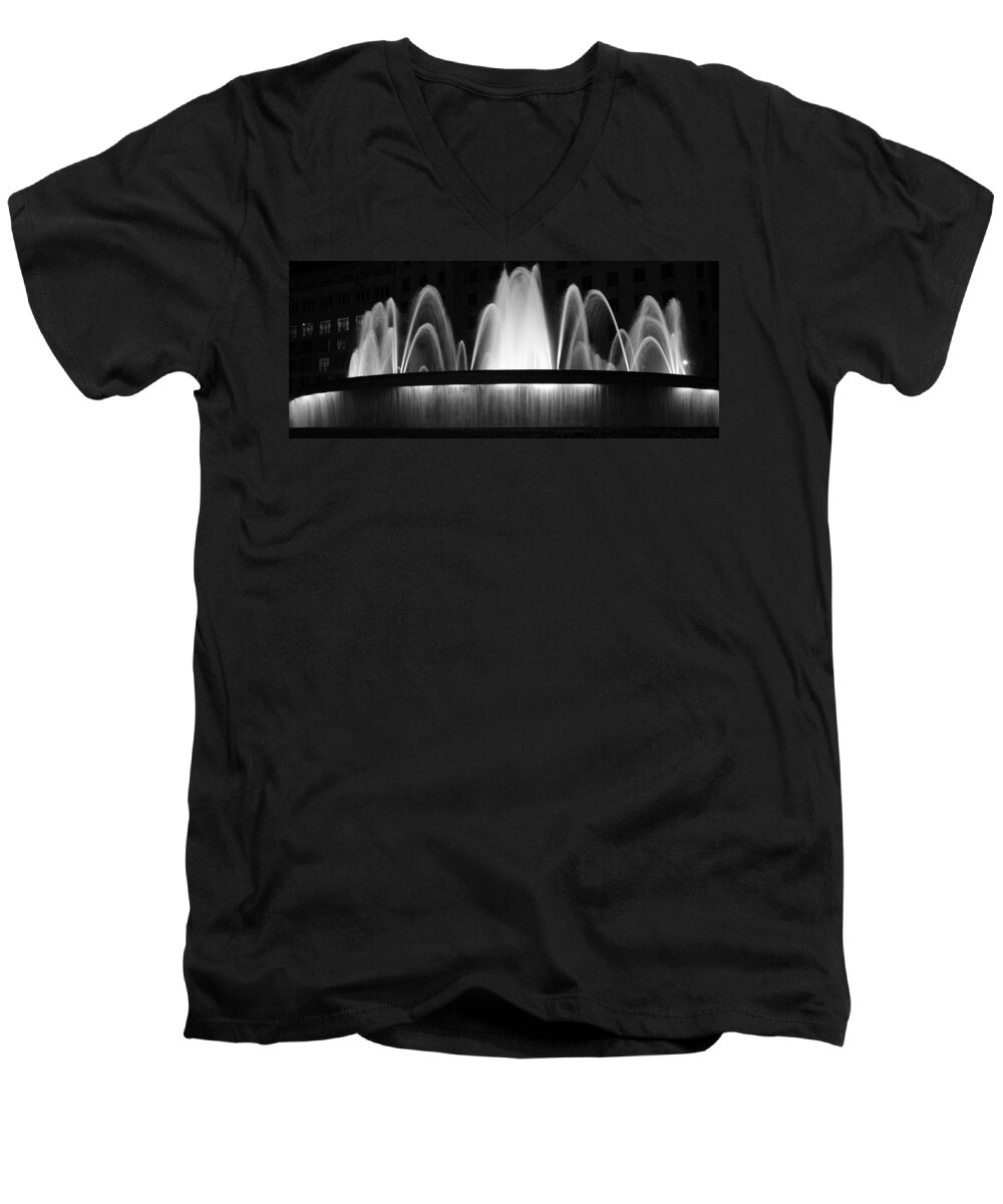 Fountain Men's V-Neck T-Shirt featuring the photograph Fountain in Barcelona by Farol Tomson