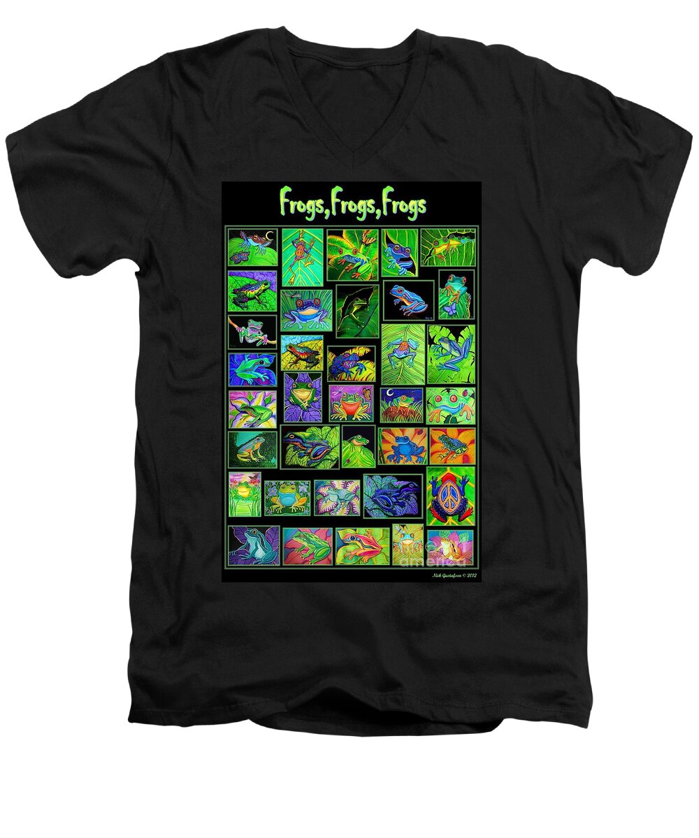 Frogs Men's V-Neck T-Shirt featuring the digital art Frogs Poster by Nick Gustafson