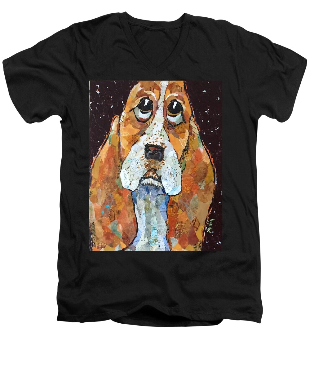 Dogs Men's V-Neck T-Shirt featuring the painting George by Phiddy Webb