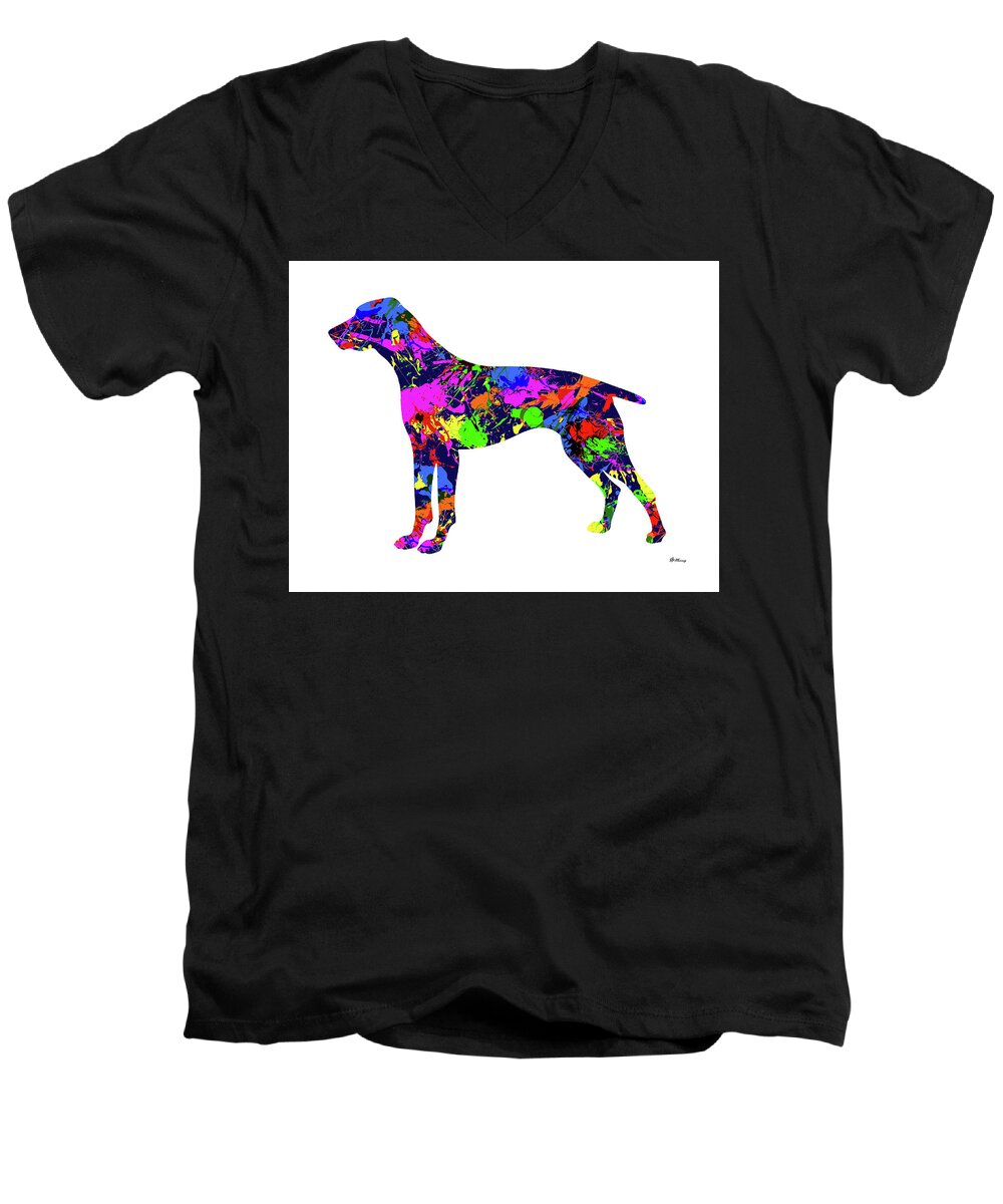 German Shorthaired Pointer Men's V-Neck T-Shirt featuring the digital art German Shorthaired Pointer Paint Splatter by Gregory Murray