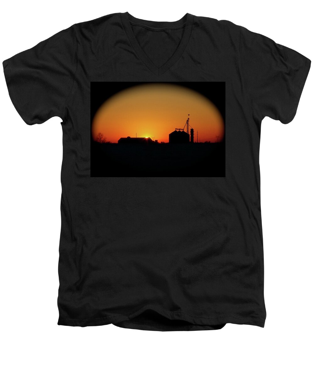 Color Photography Men's V-Neck T-Shirt featuring the photograph Global Sunset by Sue Stefanowicz
