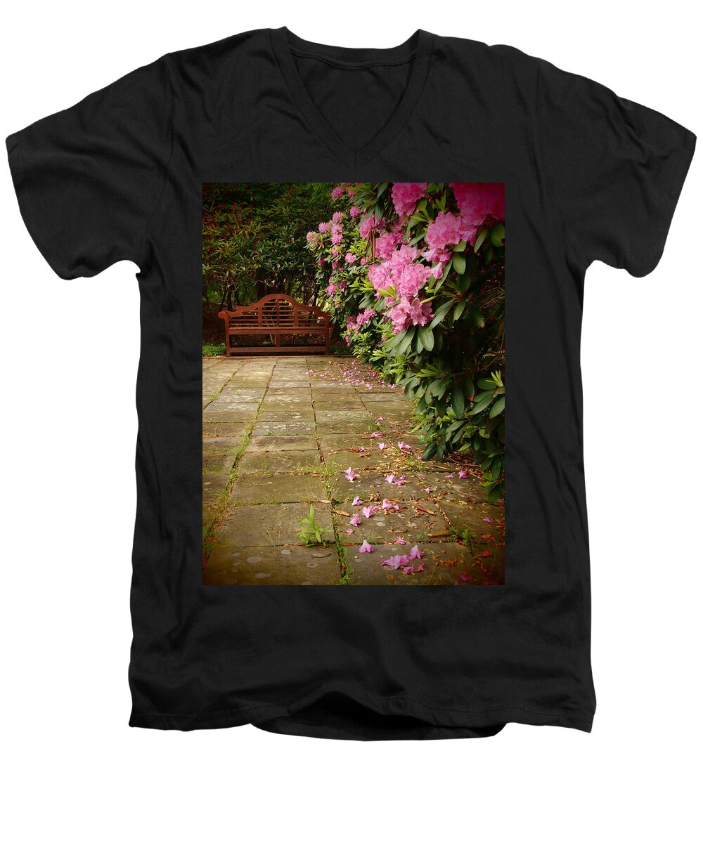 Flowers Men's V-Neck T-Shirt featuring the photograph God's Hideaway by Dorothy Lee