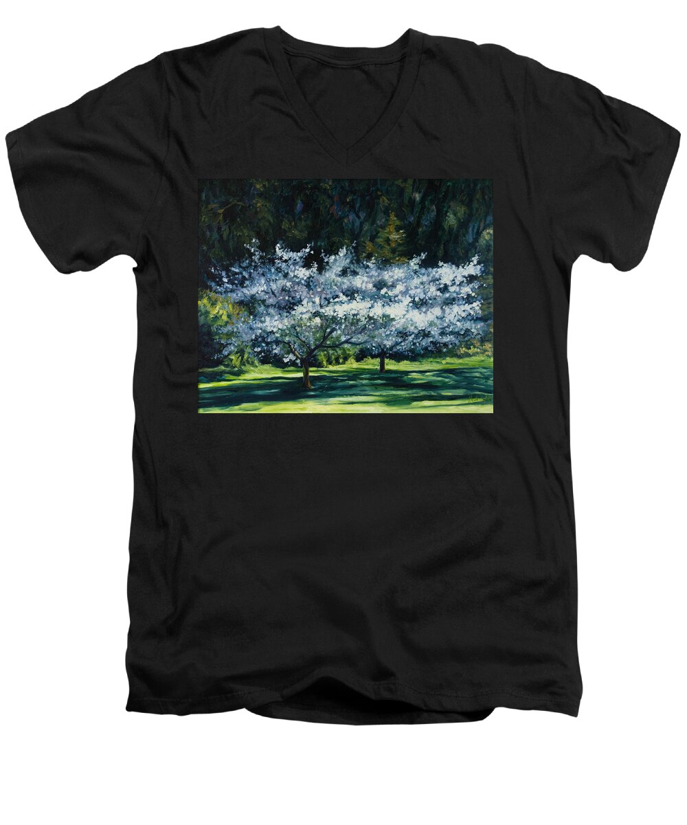 Trees Men's V-Neck T-Shirt featuring the painting Golden Gate Park by Rick Nederlof