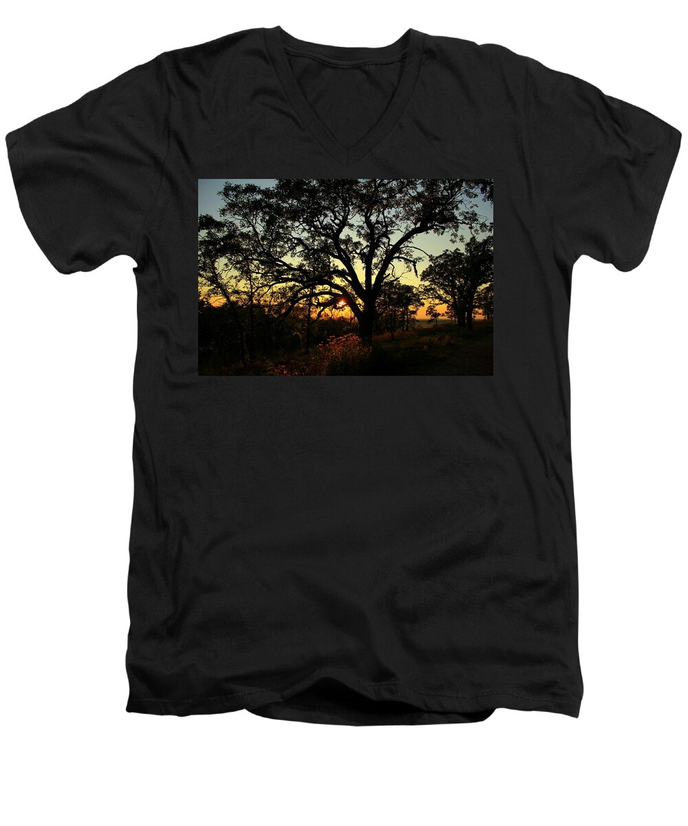 Sun Men's V-Neck T-Shirt featuring the photograph Good Night Tree by Viviana Nadowski