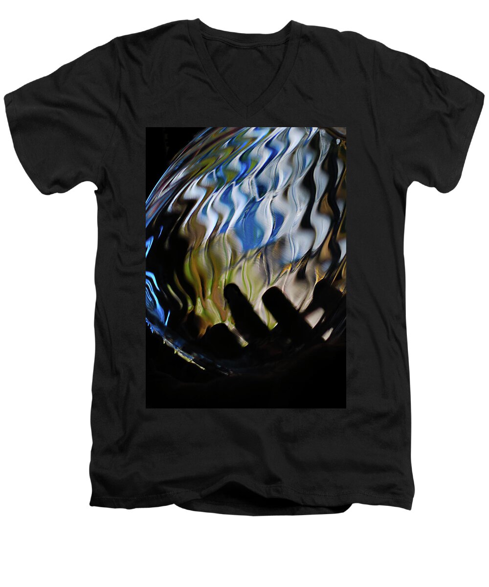 Abstract Men's V-Neck T-Shirt featuring the photograph Grasping at Curves by Sue Capuano