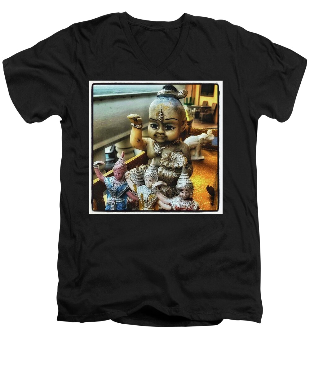Photoadventures Men's V-Neck T-Shirt featuring the photograph Greetings From Thailand. These Jolly by Mr Photojimsf