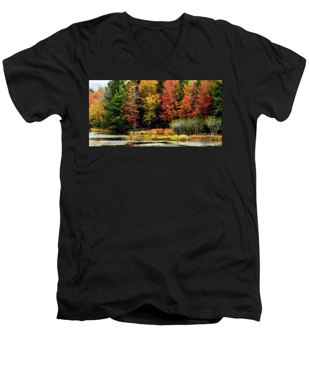 Fall Men's V-Neck T-Shirt featuring the photograph Handley Wildlife Managment Area by Thomas R Fletcher