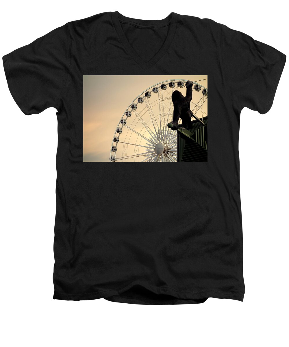 Hanging Men's V-Neck T-Shirt featuring the photograph Hanging on the Wheel by Valentino Visentini