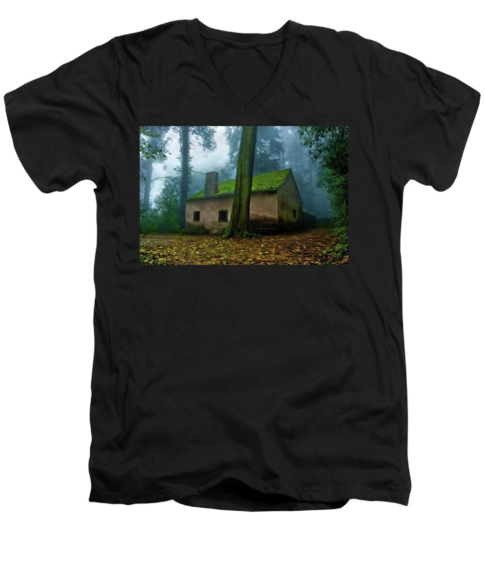 Jorgemaiaphotographer Men's V-Neck T-Shirt featuring the photograph Haunted house by Jorge Maia
