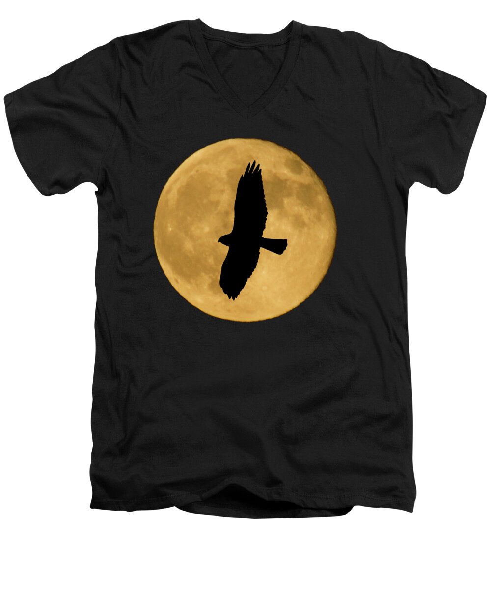 Hawk Men's V-Neck T-Shirt featuring the photograph Hawk Silhouette by Shane Bechler