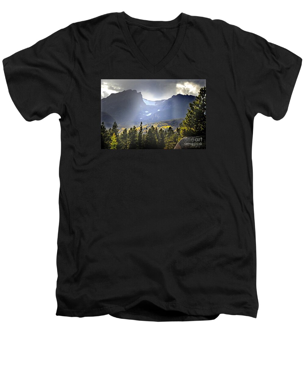 Nature Men's V-Neck T-Shirt featuring the photograph Heavenly Rockies RMNP by Nava Thompson