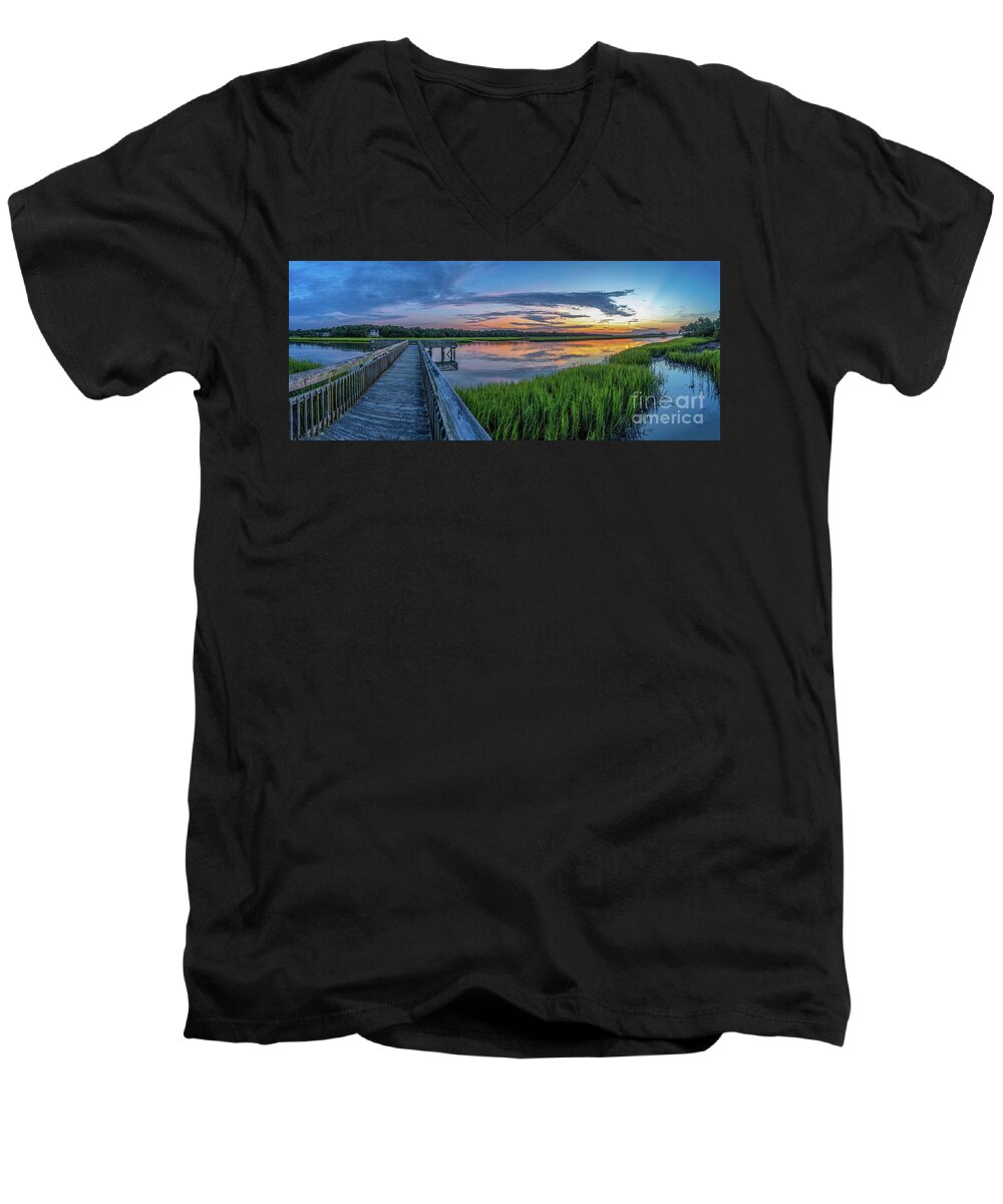 Heritage Shores Nature Preserve Men's V-Neck T-Shirt featuring the photograph Heritage Shores Nature Preserve Sunrise by David Smith