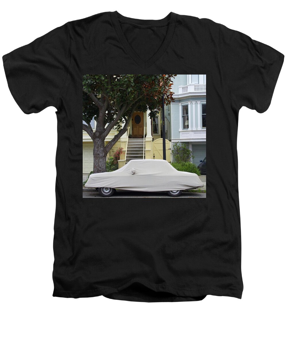 San Francisco Men's V-Neck T-Shirt featuring the photograph Hidden Car by Erik Burg