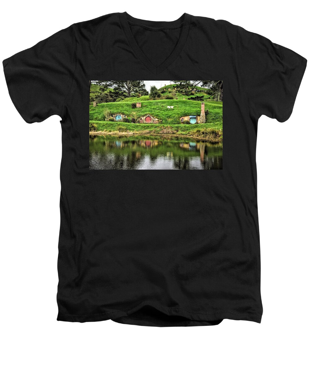 Photograph Men's V-Neck T-Shirt featuring the photograph Hobbit by the Lake by Richard Gehlbach