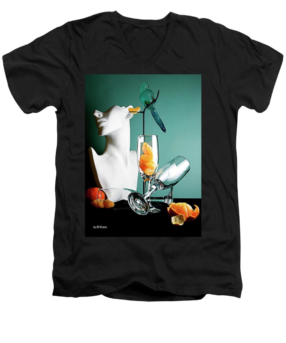 Stylllyfe Men's V-Neck T-Shirt featuring the photograph Honor To Karo 3 by Elf EVANS