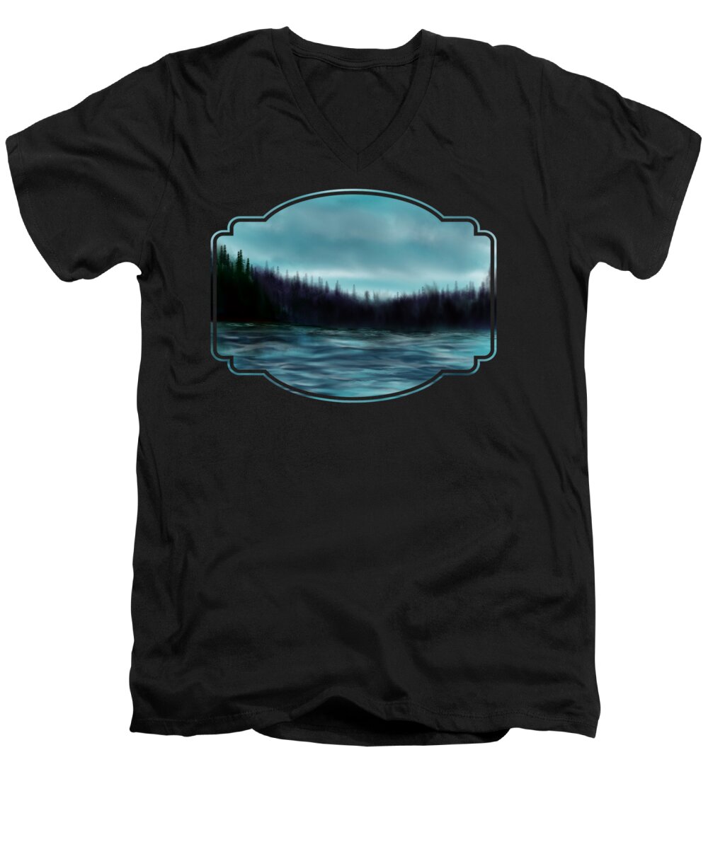 Hood Canal Men's V-Neck T-Shirt featuring the painting Hood Canal Puget Sound by Becky Herrera