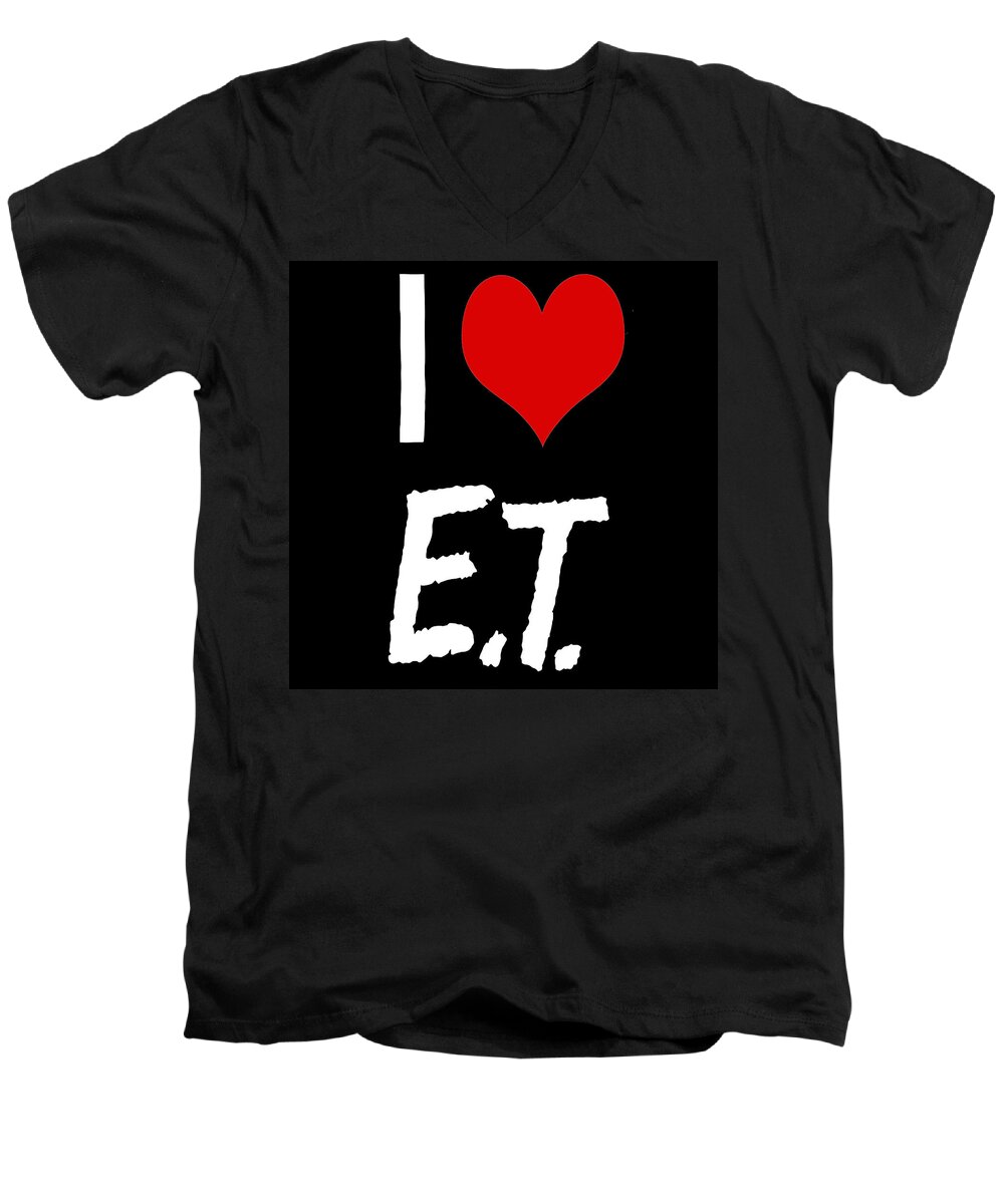 E.t Men's V-Neck T-Shirt featuring the digital art I love E.T. by Gina Dsgn