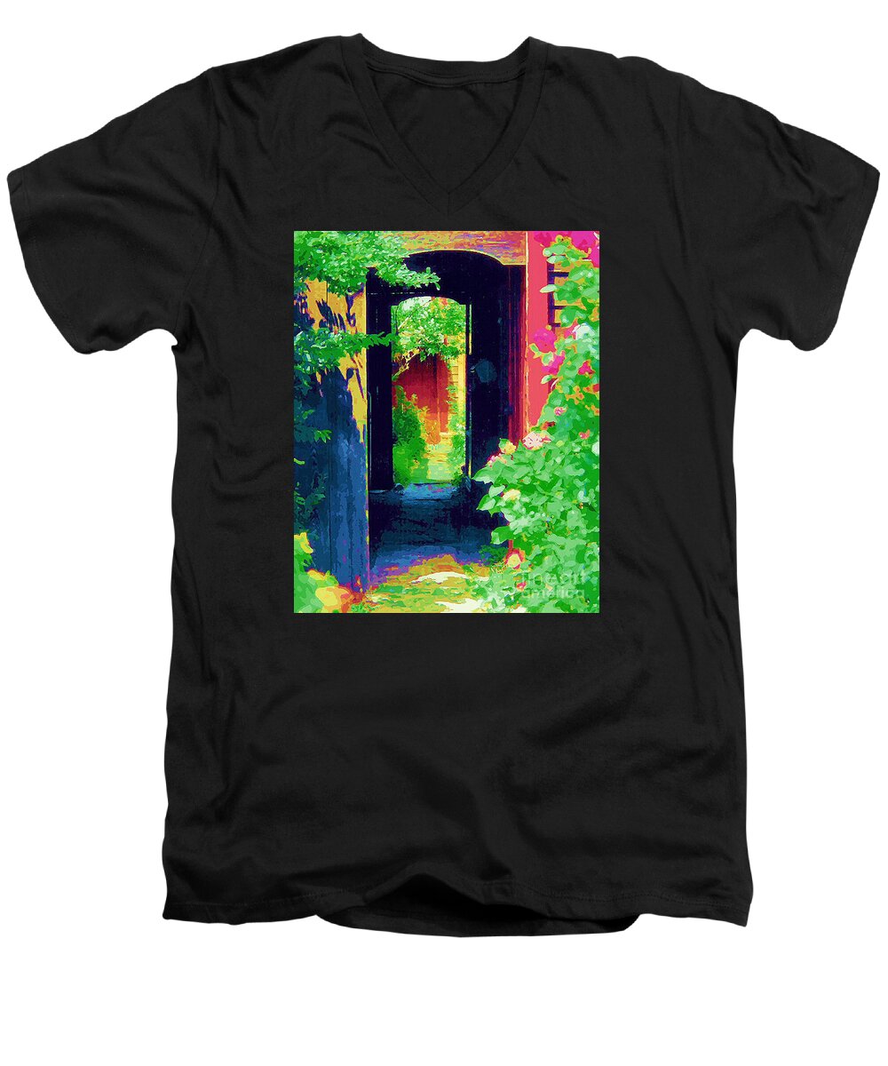 Diane Berry Men's V-Neck T-Shirt featuring the painting I stand at the door and knock by Diane E Berry