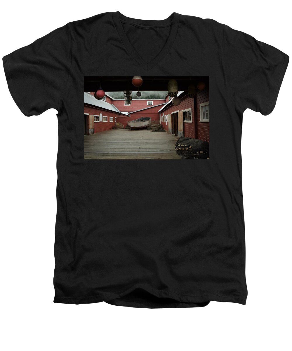 Alaska Men's V-Neck T-Shirt featuring the photograph Icy Strait Point Cannery Museum by Cheryl Hoyle