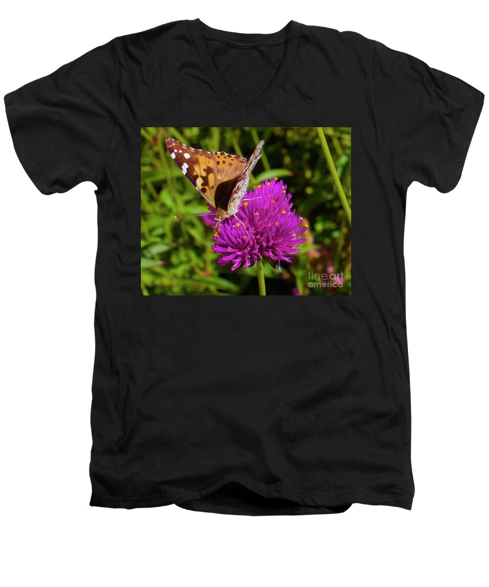 Butterfly Men's V-Neck T-Shirt featuring the photograph In the Pink by Alice Mainville