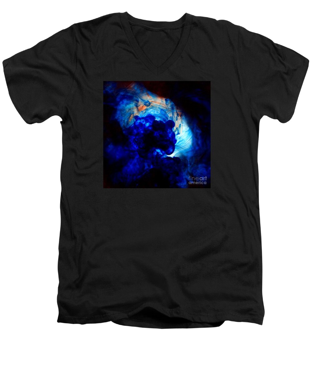 Ink Men's V-Neck T-Shirt featuring the photograph Ink Swirls 002 by Clayton Bastiani