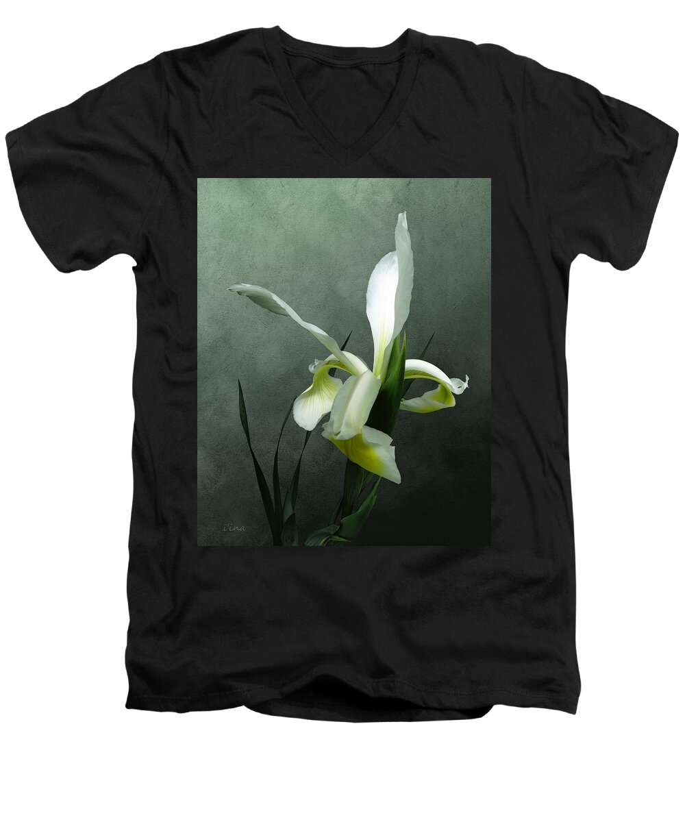 White Iris Men's V-Neck T-Shirt featuring the photograph Iris Celebration by I'ina Van Lawick