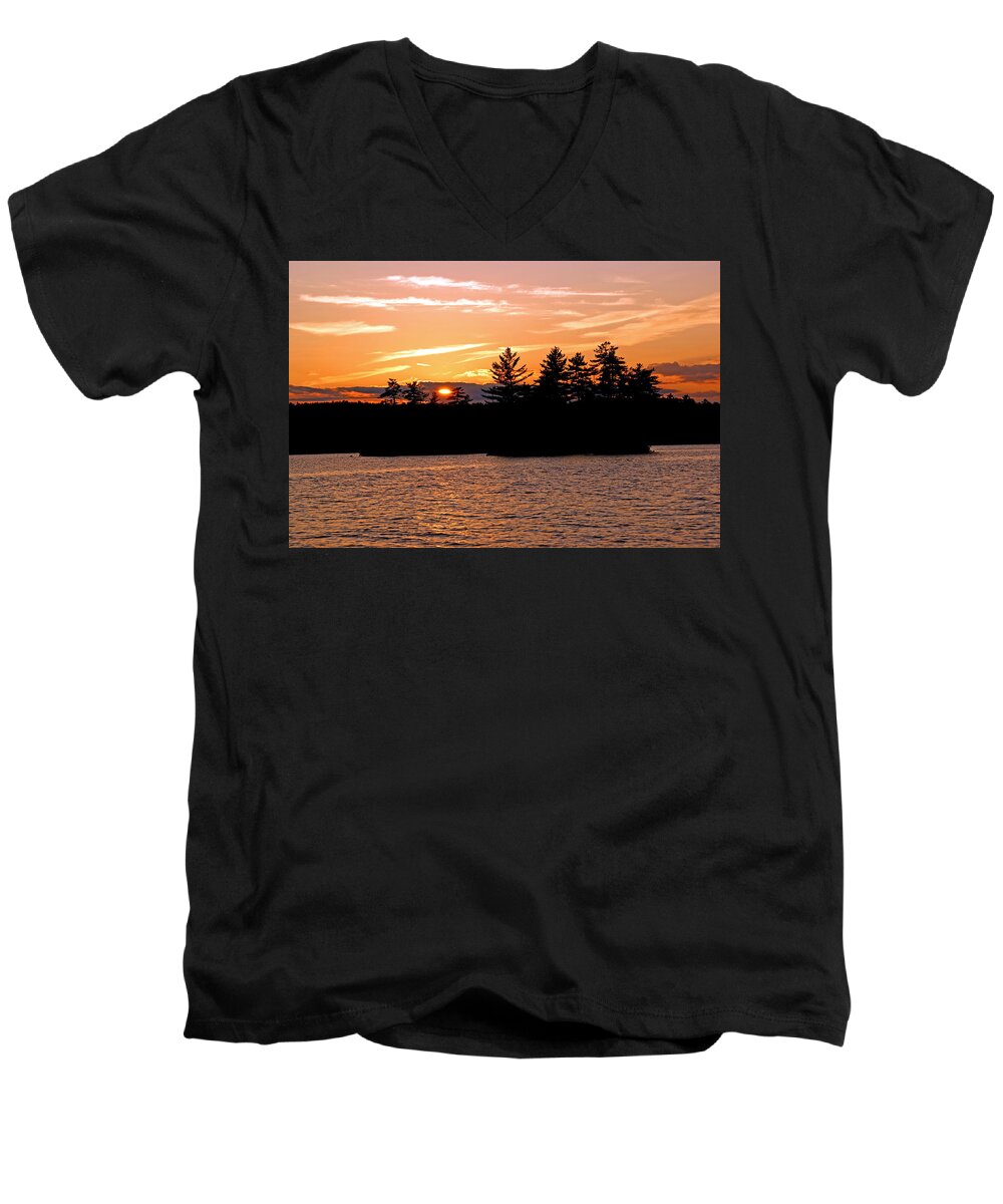 Sunset Men's V-Neck T-Shirt featuring the photograph Islands of Tranquility by Lynda Lehmann