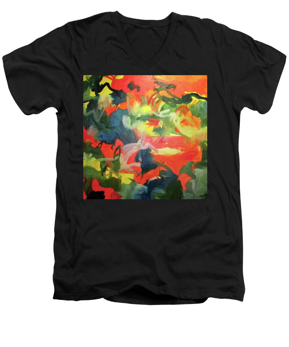 Abstract Men's V-Neck T-Shirt featuring the painting Just Below The Surface by Steven Miller