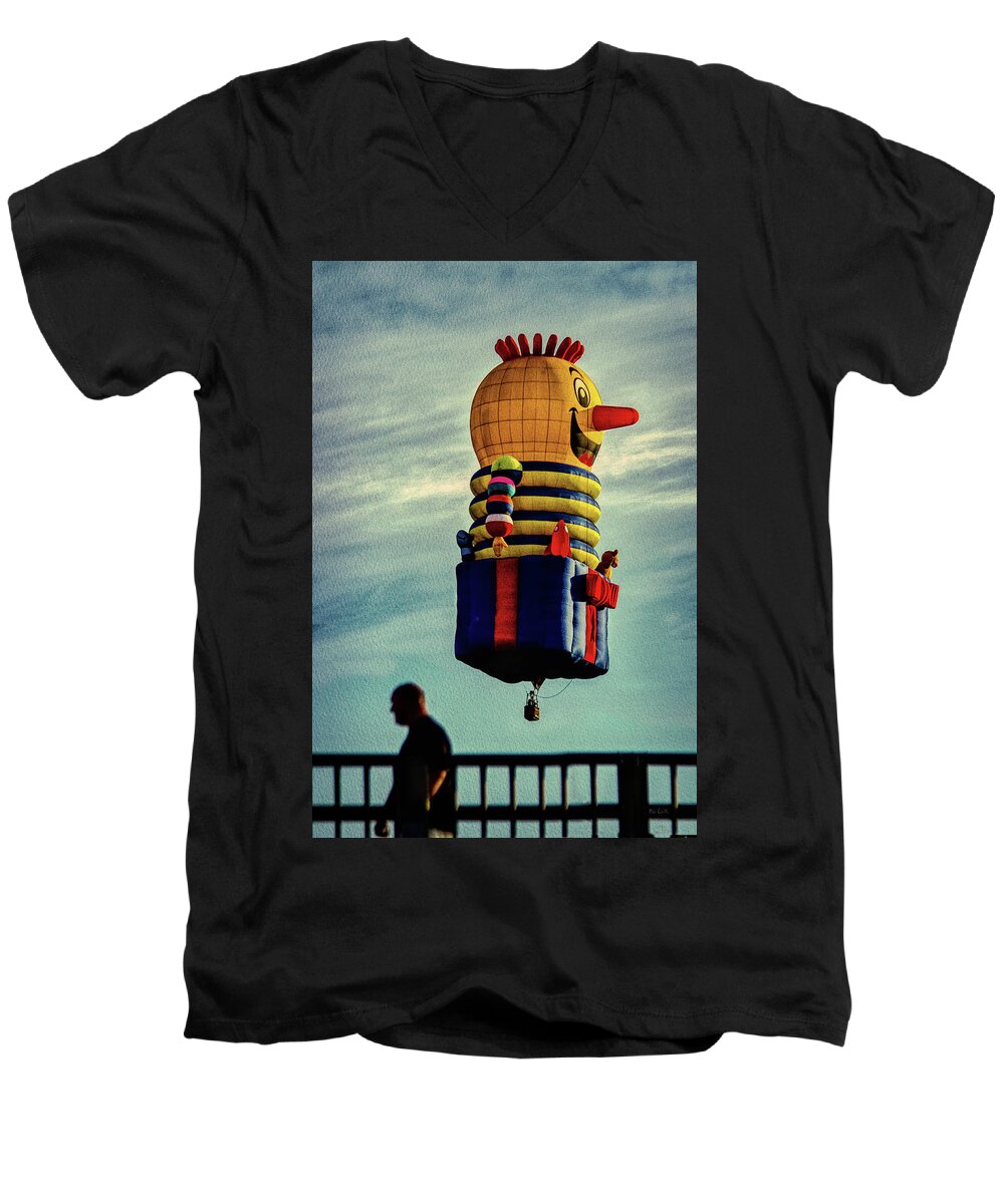  Jack-in-the-box Men's V-Neck T-Shirt featuring the photograph Just passing through Hot Air Balloon by Bob Orsillo
