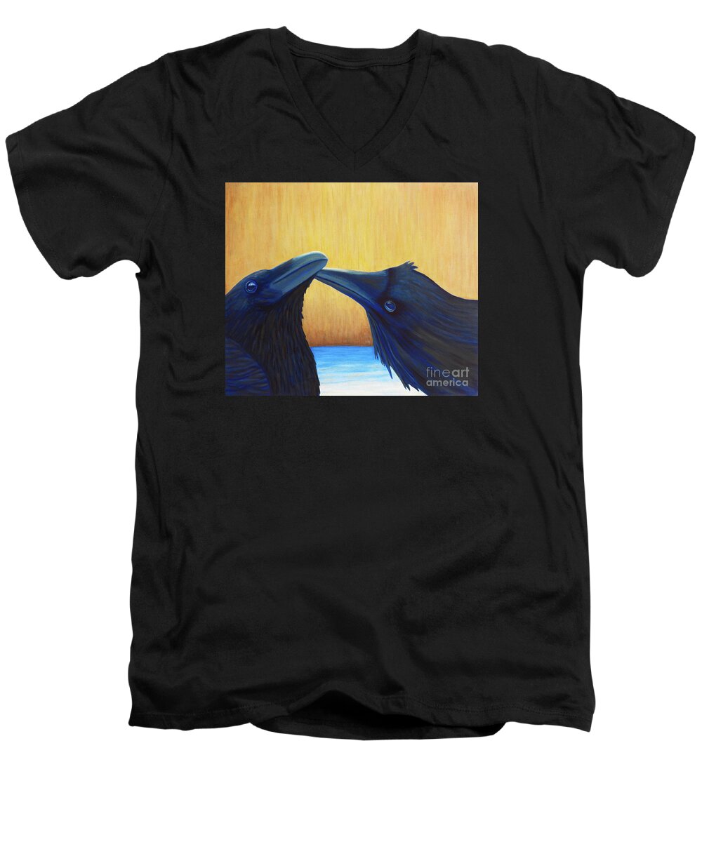 Ravens Men's V-Neck T-Shirt featuring the painting K and B by Brian Commerford