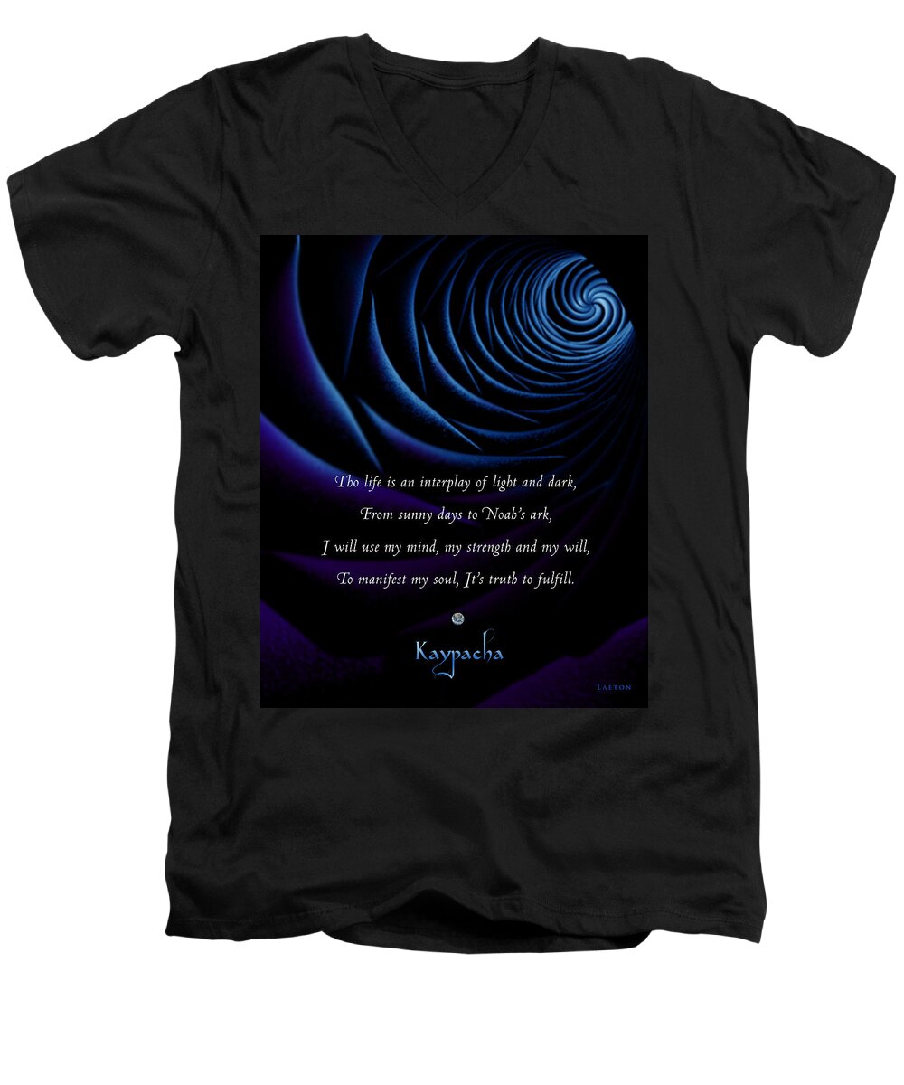 Light Men's V-Neck T-Shirt featuring the mixed media Kaypacha's mantra 4.28.2015 by Richard Laeton
