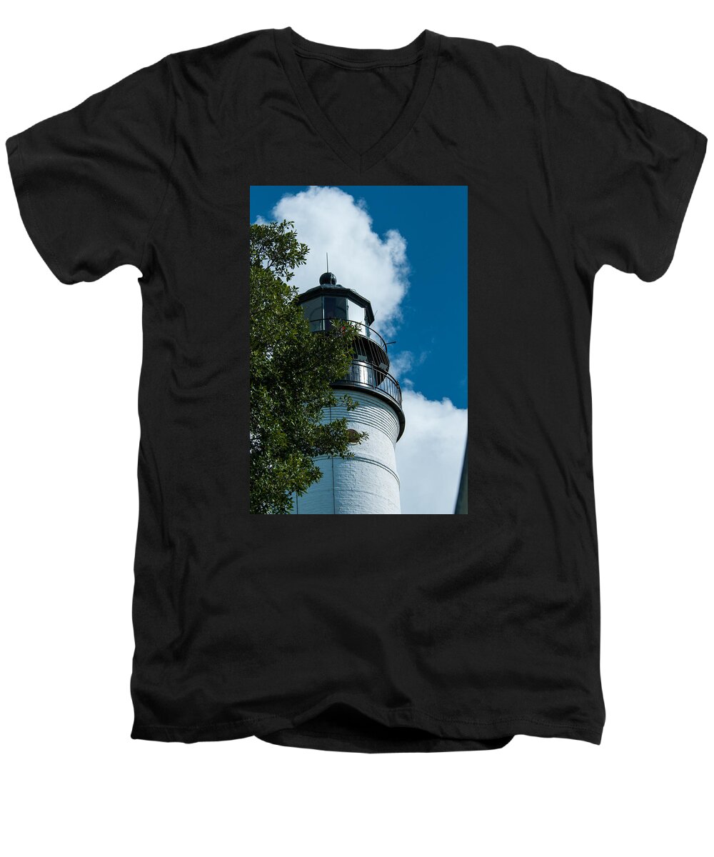1848 Men's V-Neck T-Shirt featuring the photograph Key West Lighthouse by Brian Green