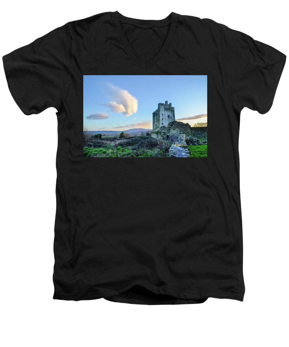 Kilcash Men's V-Neck T-Shirt featuring the photograph Kilcash Castle UFO by Joe Ormonde