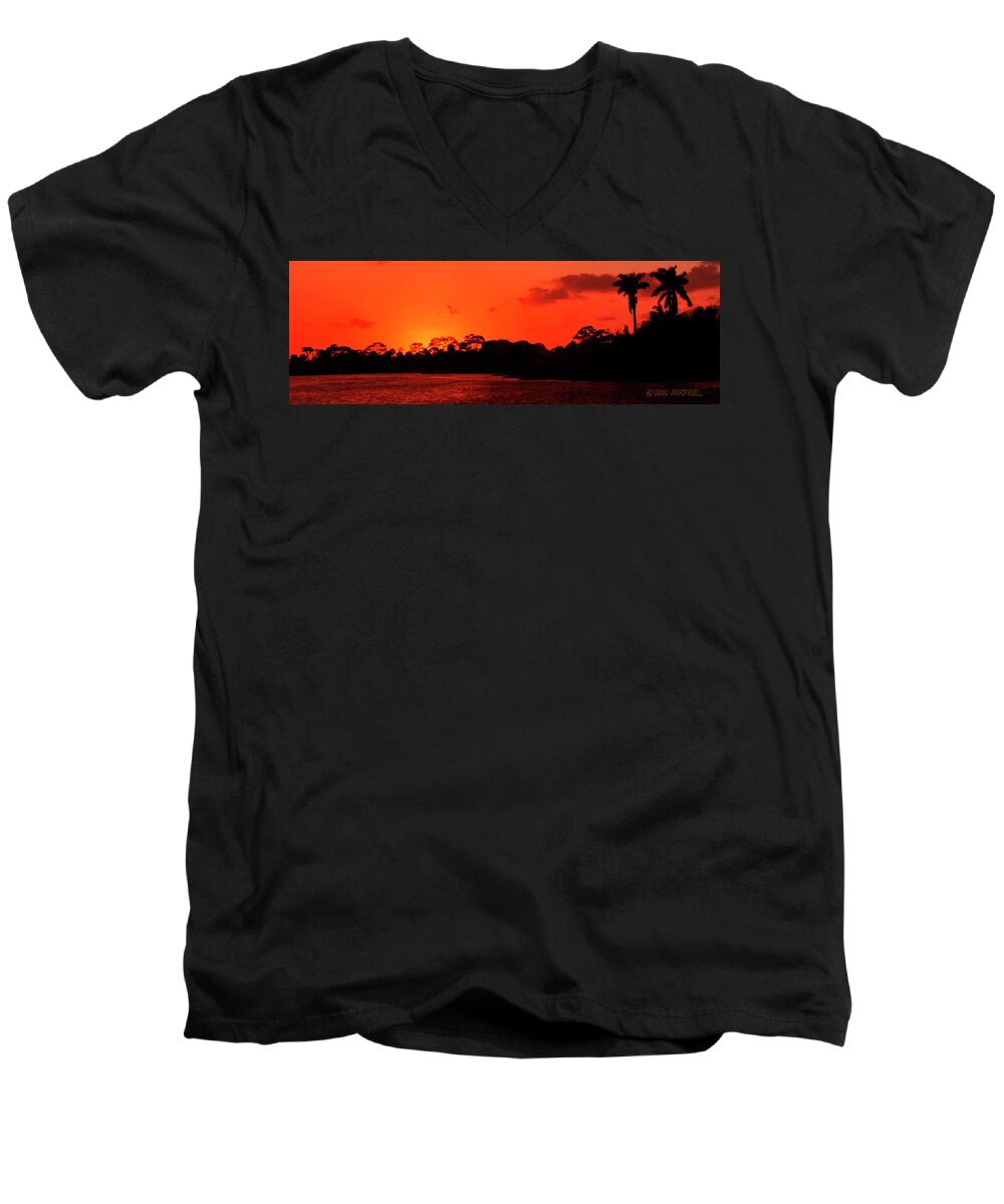 Sunset Men's V-Neck T-Shirt featuring the photograph Lake Osborne Sunset by Don Durfee