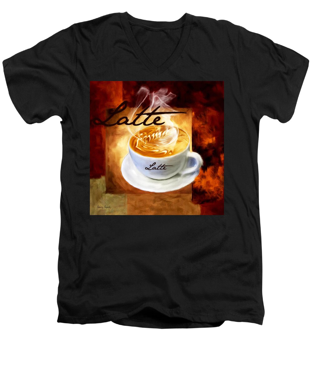 Coffee Men's V-Neck T-Shirt featuring the digital art Latte by Lourry Legarde