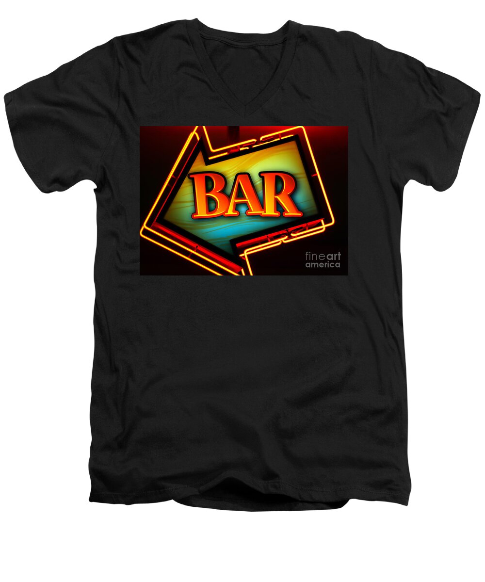 Bar Men's V-Neck T-Shirt featuring the photograph Laurettes Bar by Barbara Teller