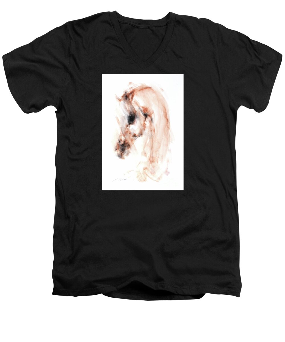 Equestrian Painting Men's V-Neck T-Shirt featuring the painting Lexus by Janette Lockett