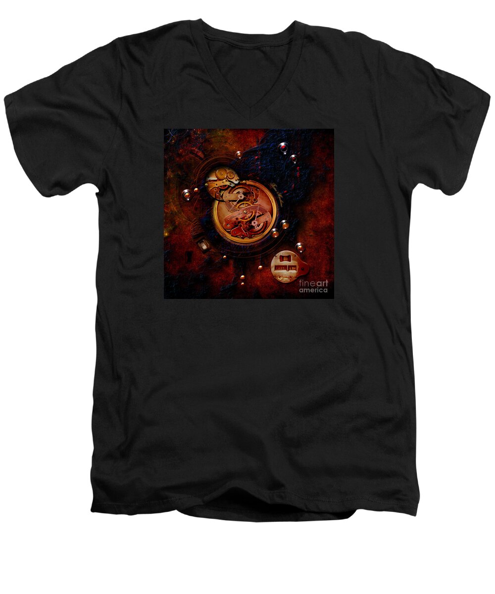  Men's V-Neck T-Shirt featuring the painting Life time machine by Alexa Szlavics