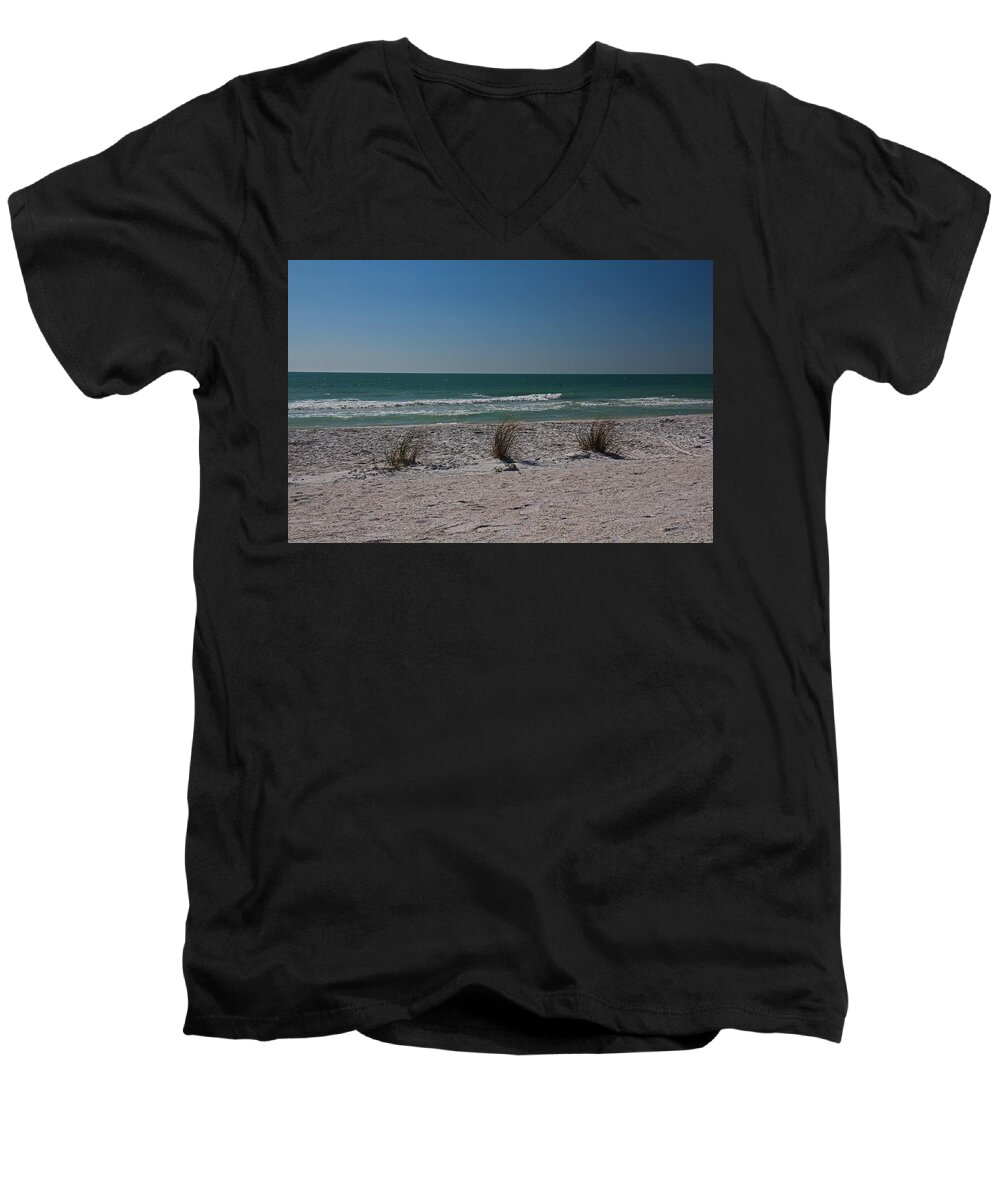 Anna Maria Island Men's V-Neck T-Shirt featuring the photograph Life's a Beach by Michiale Schneider