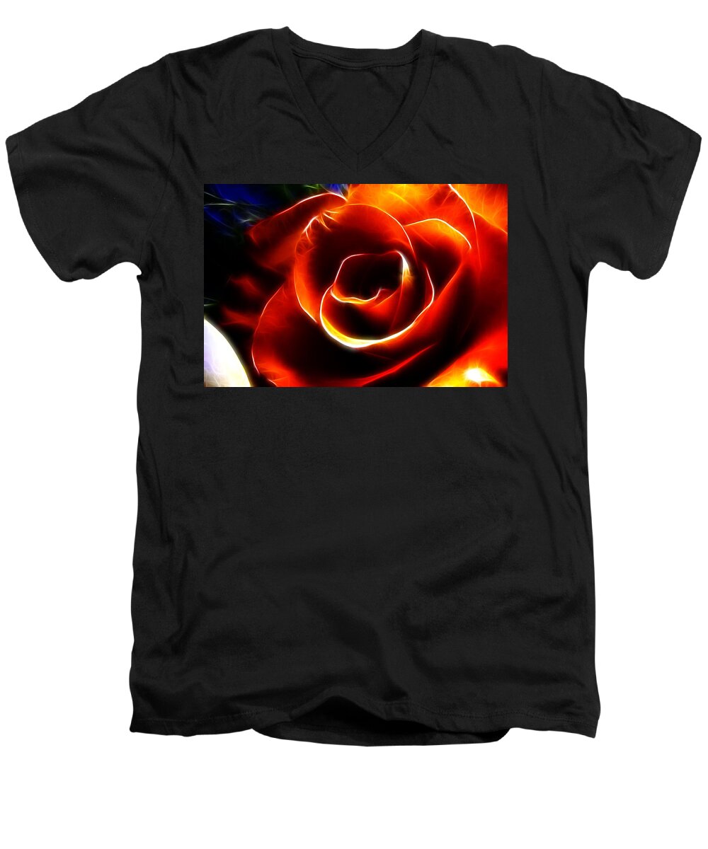 Rose Men's V-Neck T-Shirt featuring the digital art Light Kisses by Adam Vance