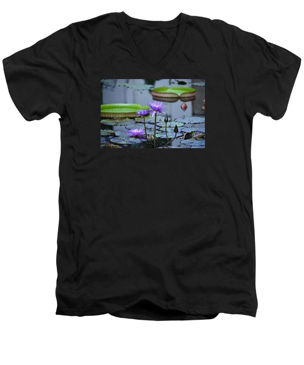 Lily Pond Wonders Men's V-Neck T-Shirt featuring the photograph Lily Pond Wonders by Maria Urso