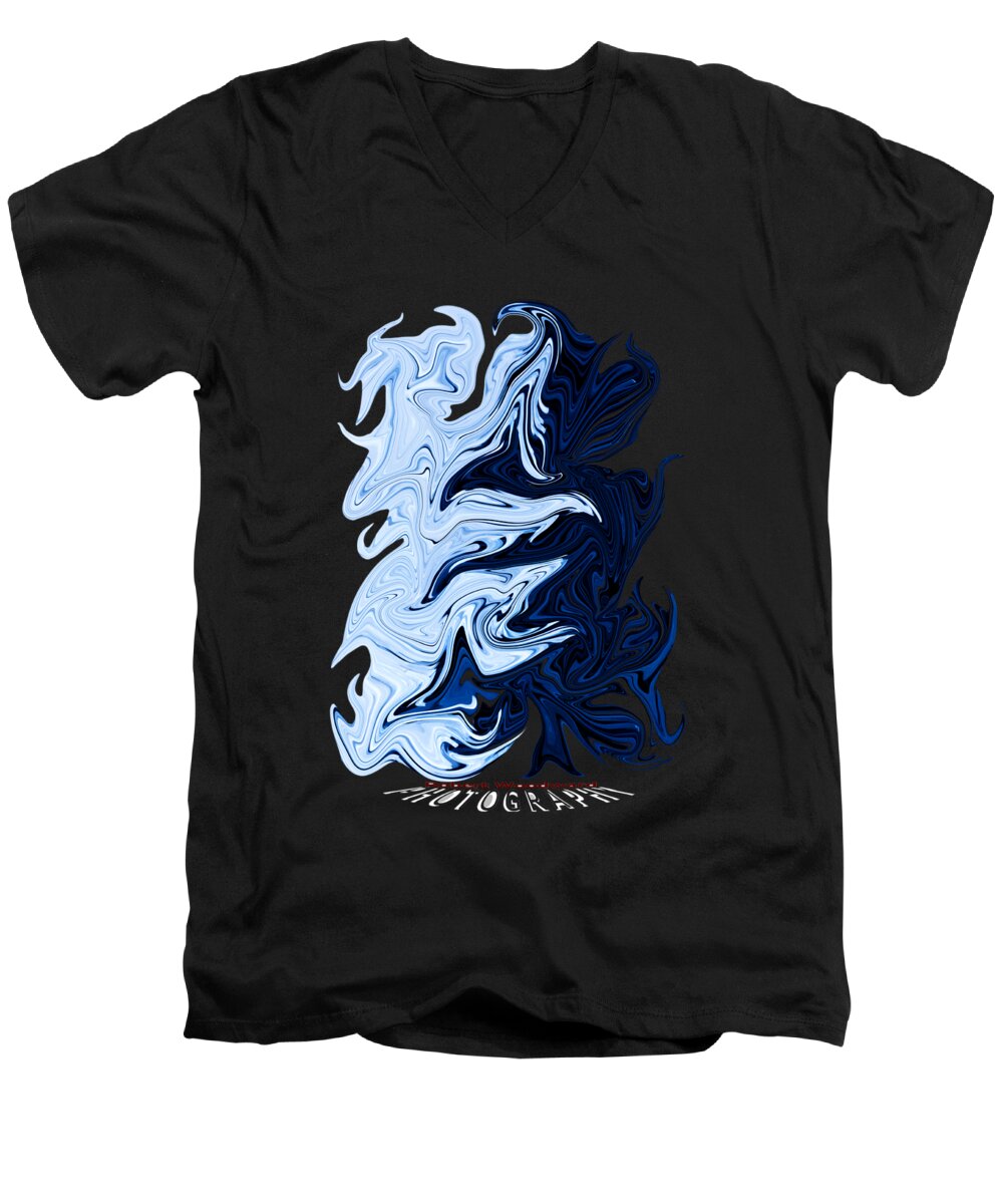 Distort Men's V-Neck T-Shirt featuring the digital art Liquid Blue Transparency by Robert Woodward