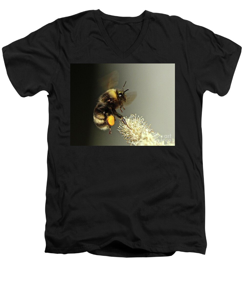 Flying Bee Men's V-Neck T-Shirt featuring the photograph Loaded by Ann E Robson