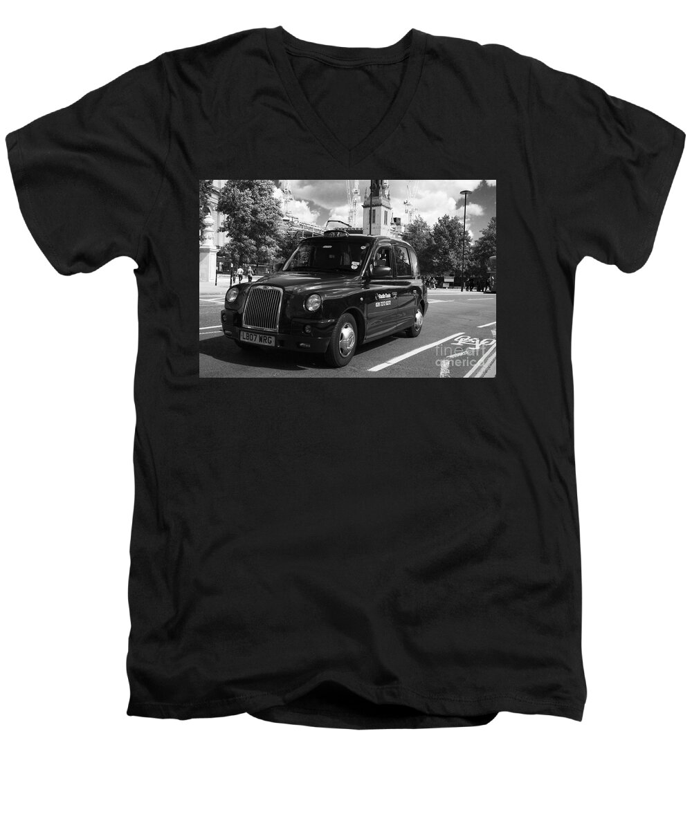 London Men's V-Neck T-Shirt featuring the photograph London Taxi by Agusti Pardo Rossello