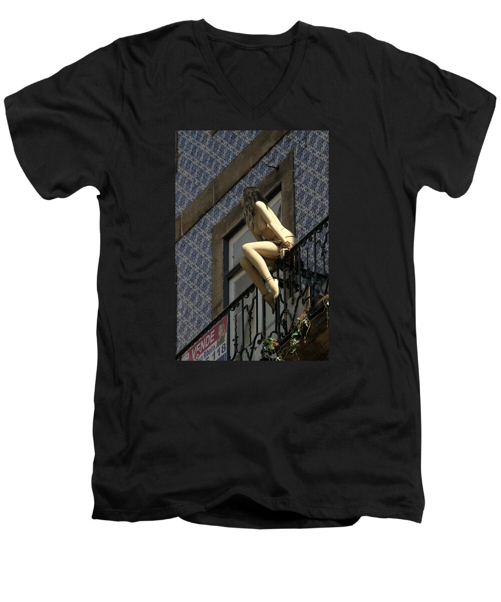 Mannequin Men's V-Neck T-Shirt featuring the photograph Lonely by Michael Cinnamond