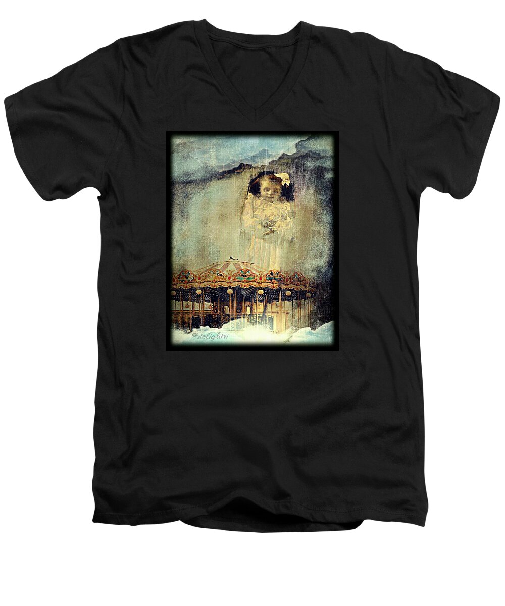 Girl Men's V-Neck T-Shirt featuring the digital art Loss of Diety by Delight Worthyn