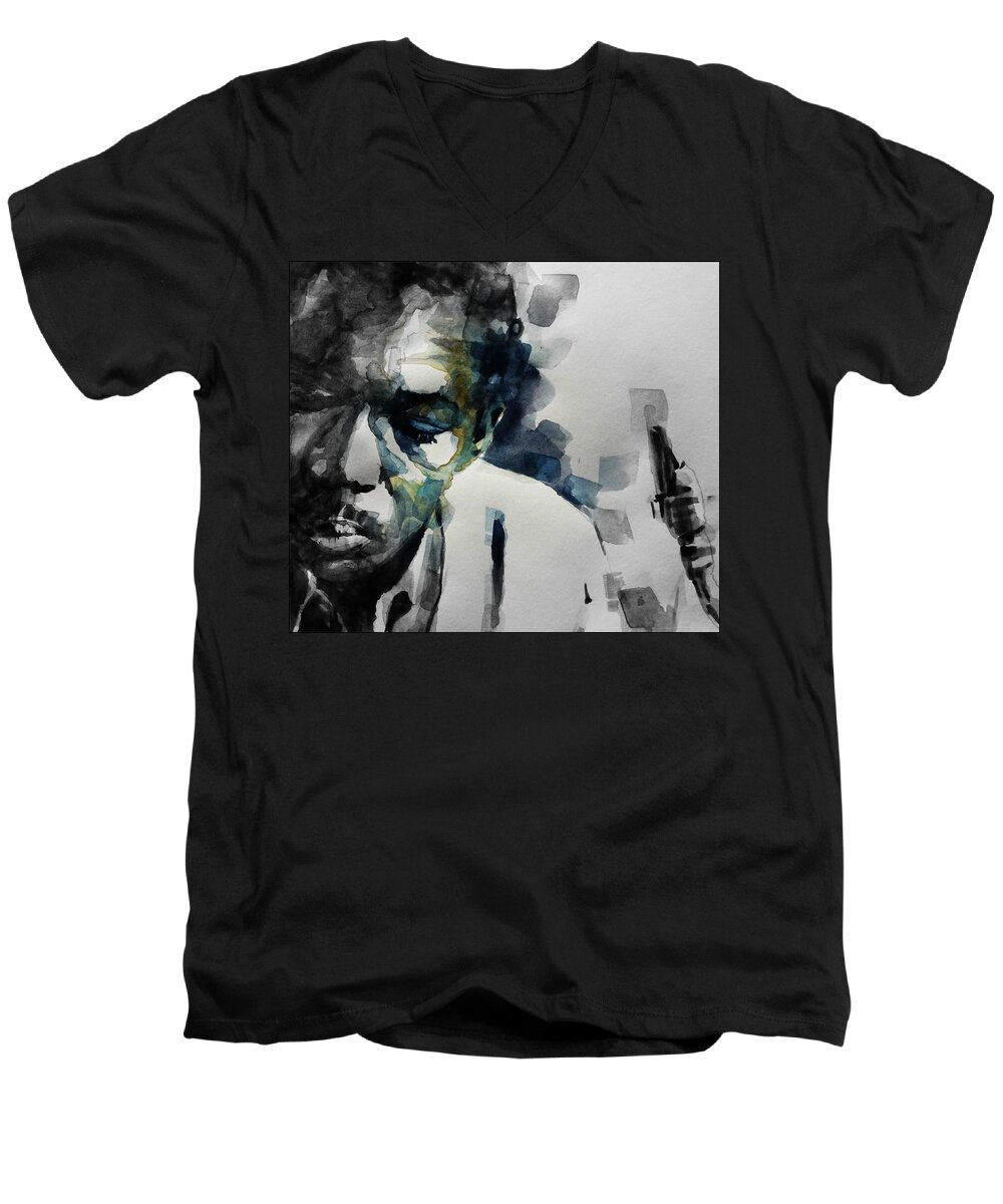 John Coltrane Men's V-Neck T-Shirt featuring the painting Lush Life John Coltrane by Paul Lovering