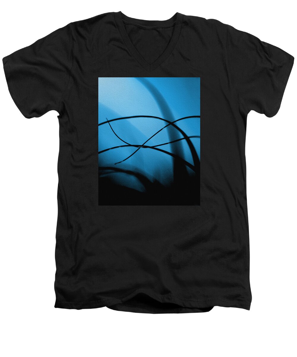 sheryl Karas Men's V-Neck T-Shirt featuring the photograph Macro Grass Shadows 3 by Sheryl Karas